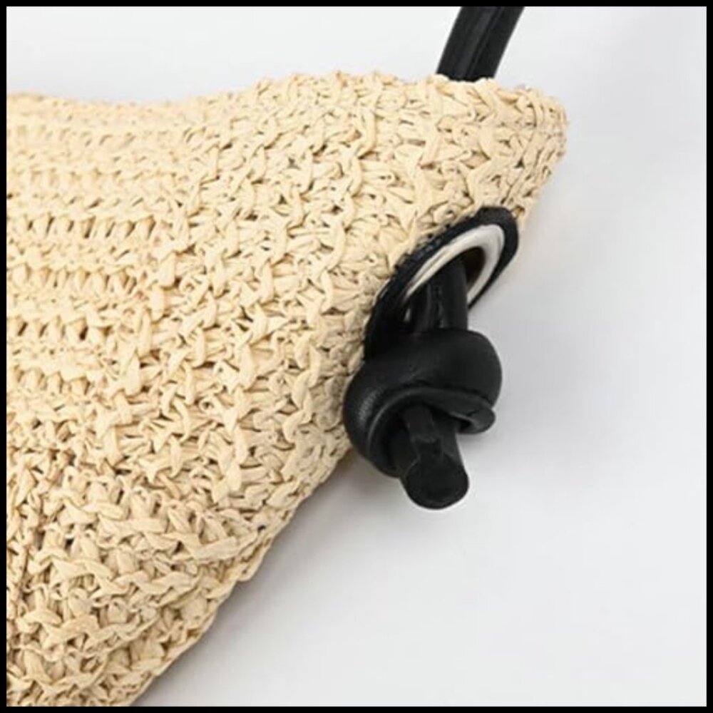 Straw Hobo Bag Woven Tote Handbag Large Capacity Shoulder Purse Beach Travel - Picture 4 of 6